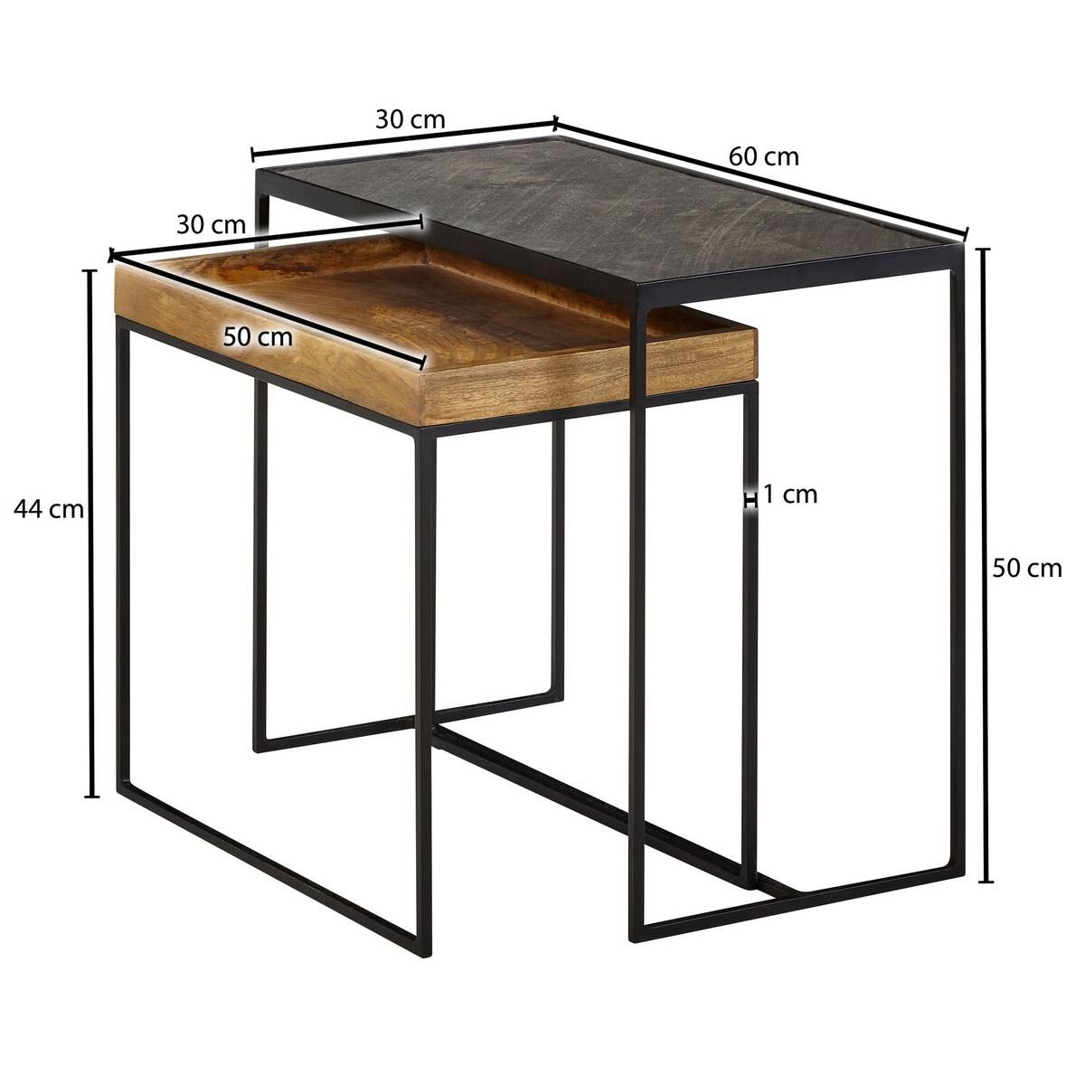 Beistelltisch 2er-Set. braun Holz B/H/T: ca. 60x50x30 cm