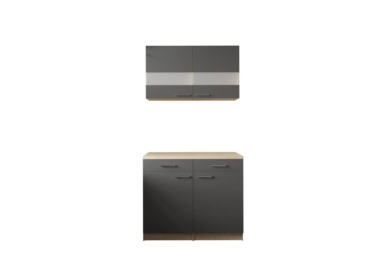 Anbauküchen-Set Merle grau B/H/T: ca. 100x200x60 cm