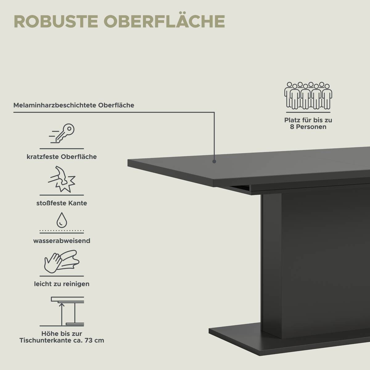 Esstisch MOTION grau B/H/T: ca. 150x76x90 cm