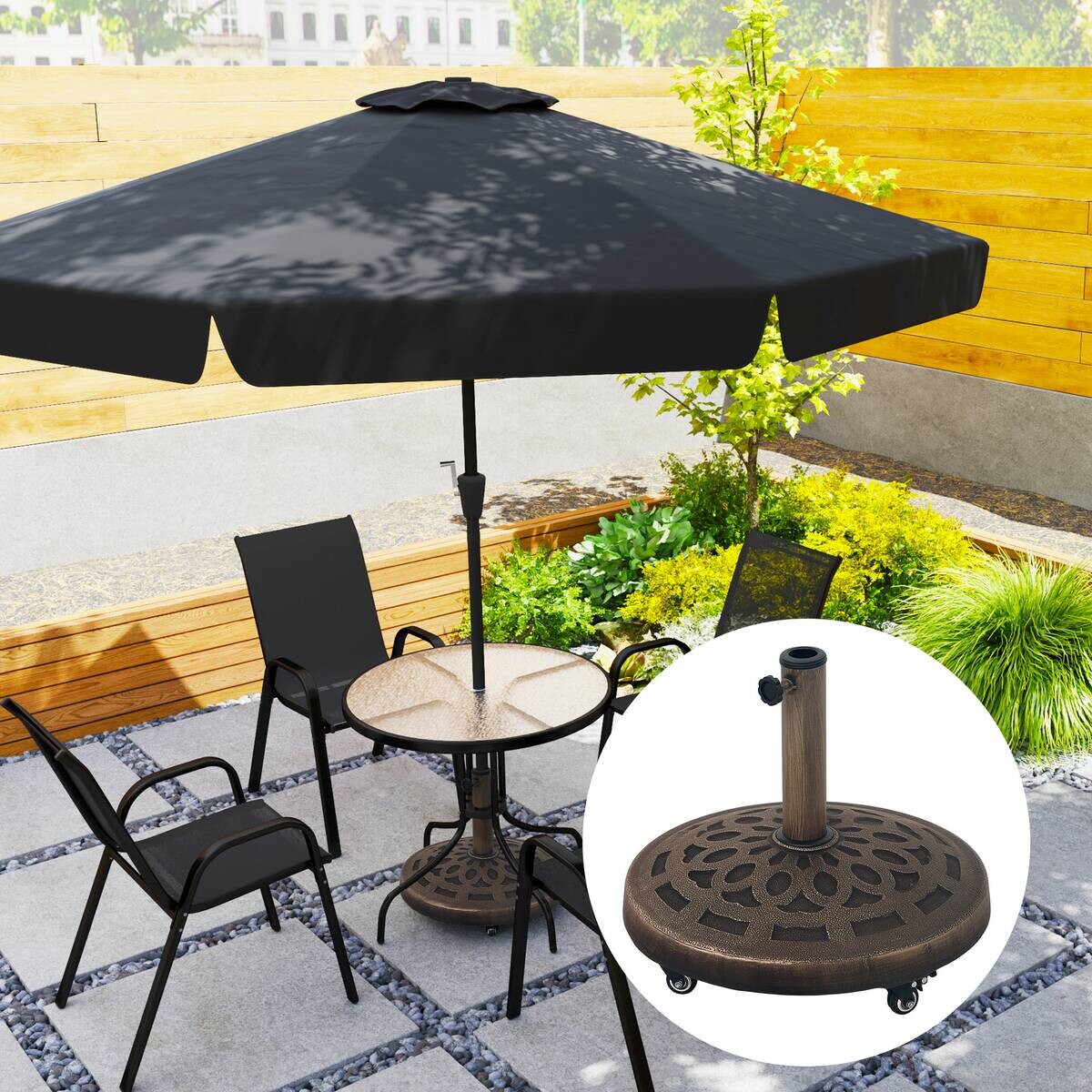 Outsunny Schirmständer bronze Metall B/H/L: ca. 48x42x48 cm