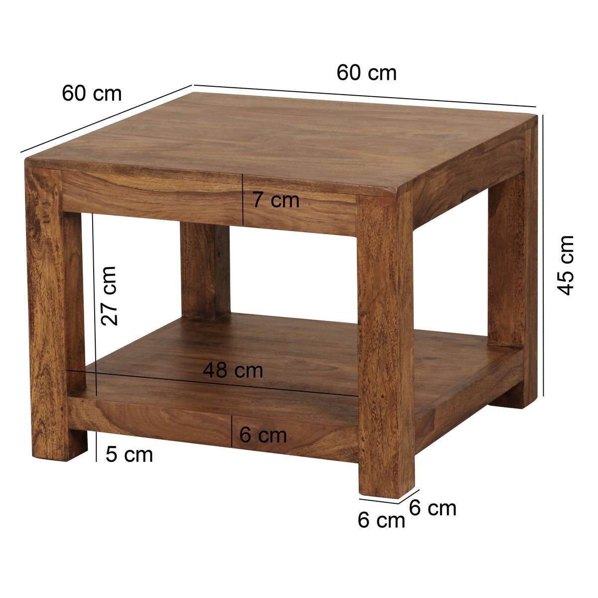 Wohnling Couchtisch natur Echtholz B/H/T: ca. 60x45x60 cm