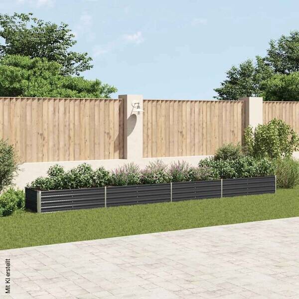 Garten-Hochbeet anthrazit Stahl B/H/L: ca. 80x45x600 cm