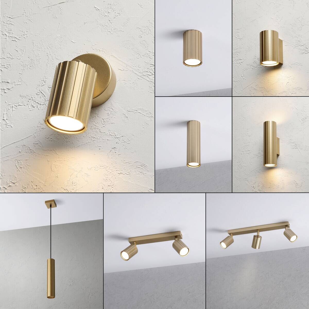 Lamkur Wandleuchte Prisma gold Stahl B/H/L: ca. 8x16x8 cm GU10 1 Brennstellen