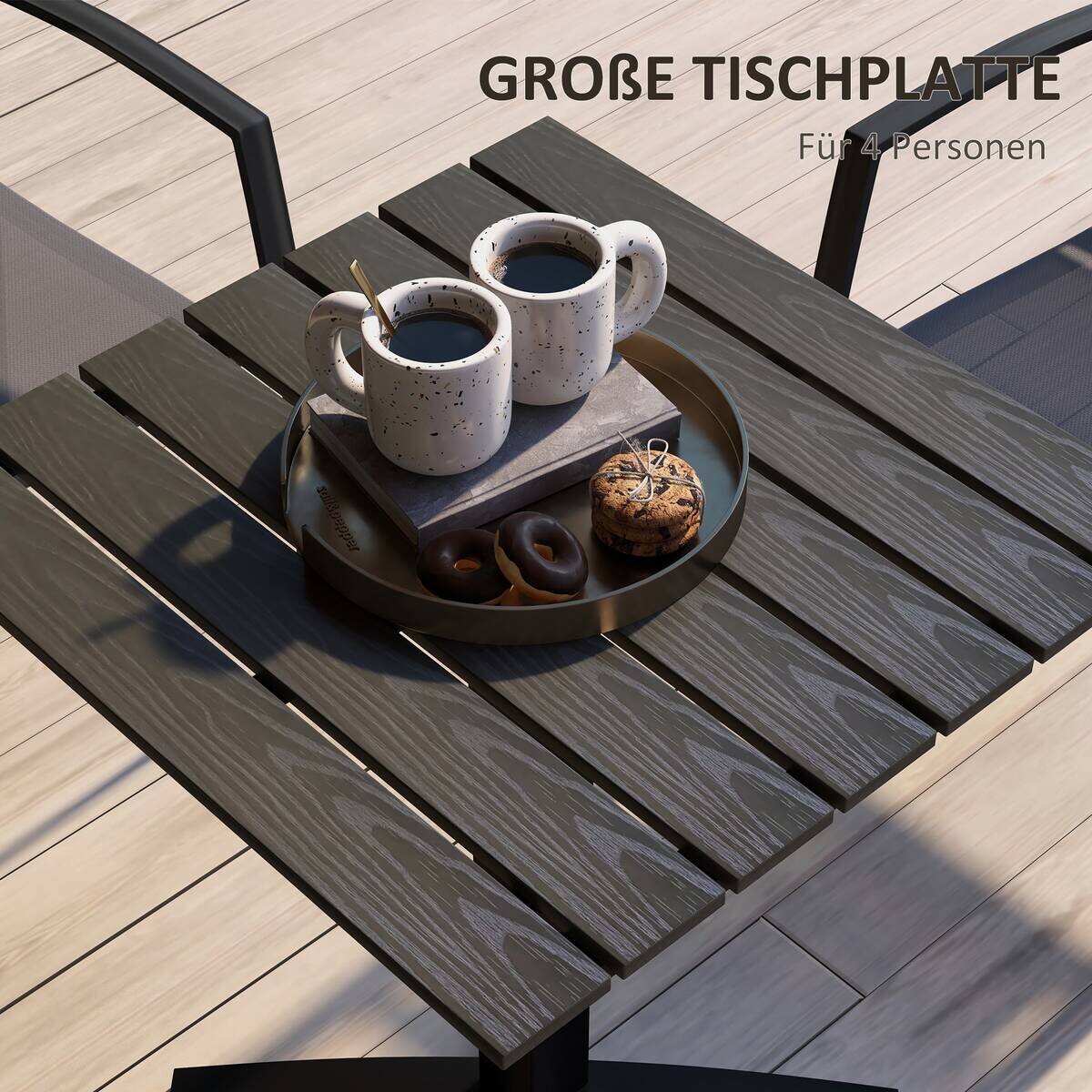 Outsunny Gartentisch grau Holz B/H/L: ca. 70x76x70 cm