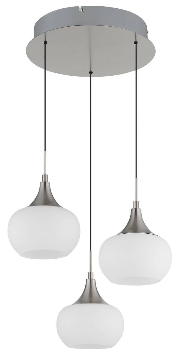 GLOBO LED-Pendelleuchte Opal nickel Metall Glas H/T: ca. 150x37 cm 1 Brennstellen