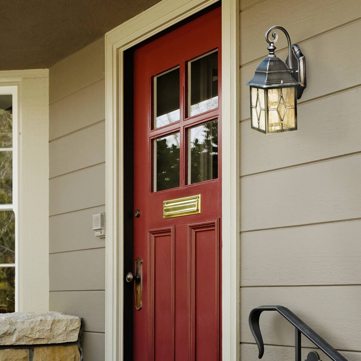 Searchlight Außenleuchte Genoa schwarz Stahl Glas B/H/T: ca. 15x33x18 cm E27 1 Brennstellen