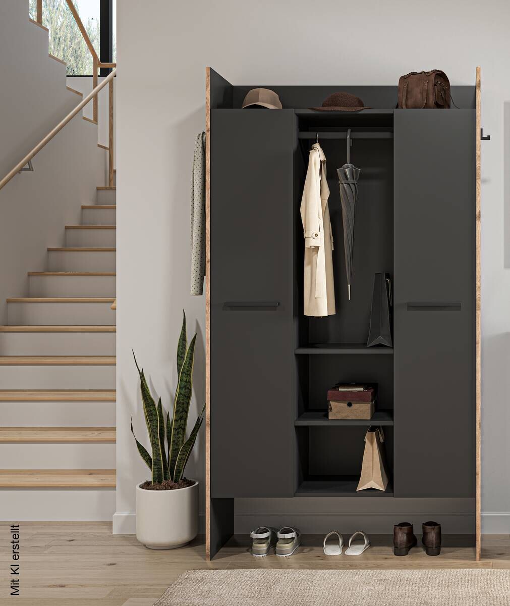 Garderobenschrank Bueno Basalt Nox Oak Nachbildung B/H/T: ca. 105x189x37 cm