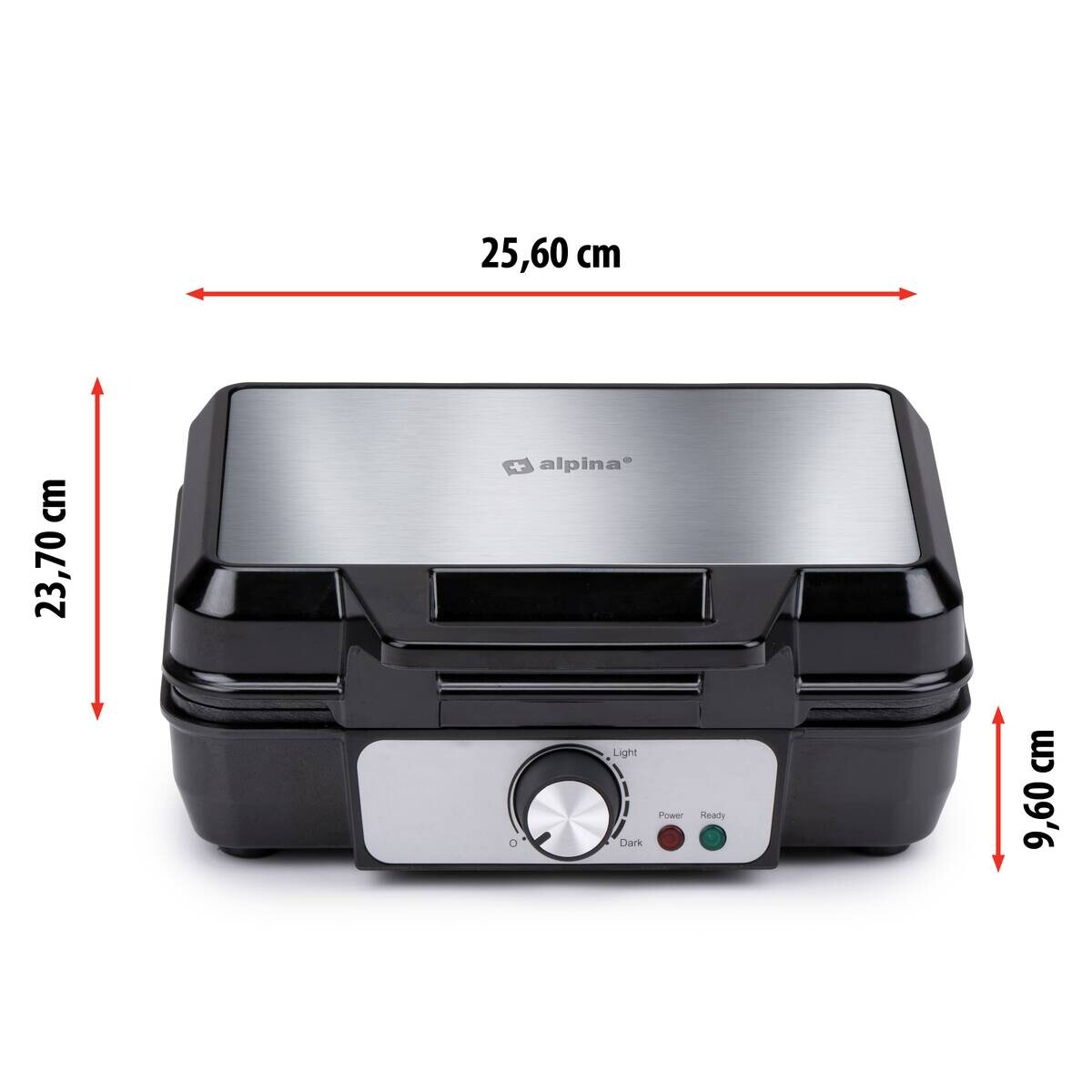 alpina Waffelautomat schwarz Alu B/H/L: ca. 24x10x24 cm