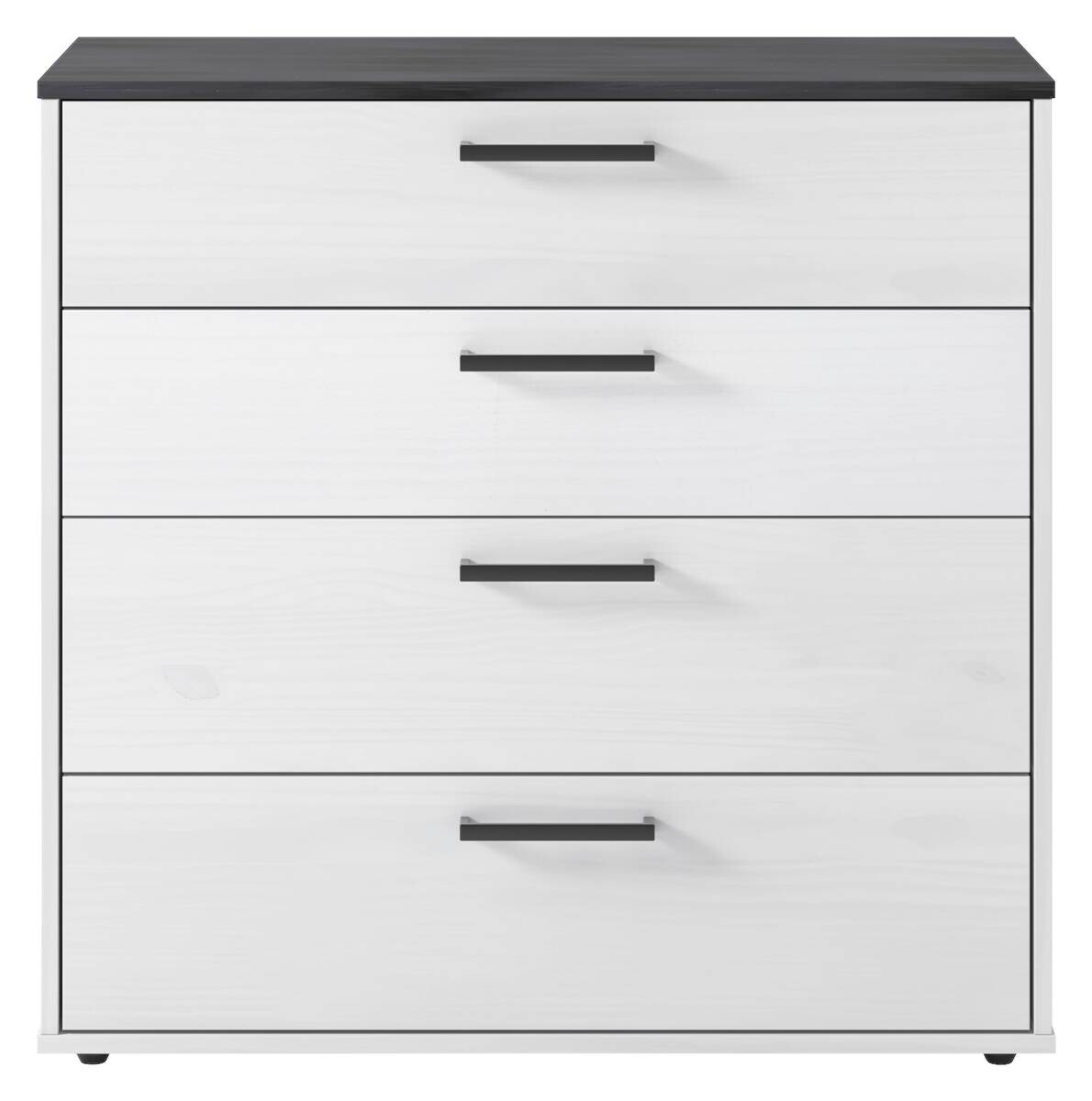 Kommode Smart 1 Massivholz kiefer weiß schwarz B/H/T: ca. 91x89x40 cm