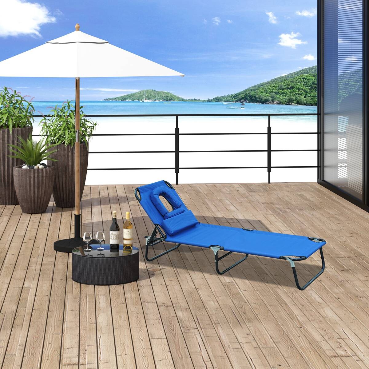 Outsunny Sonnenliege blau Stoff B/H/L: ca. 56x28x190 cm