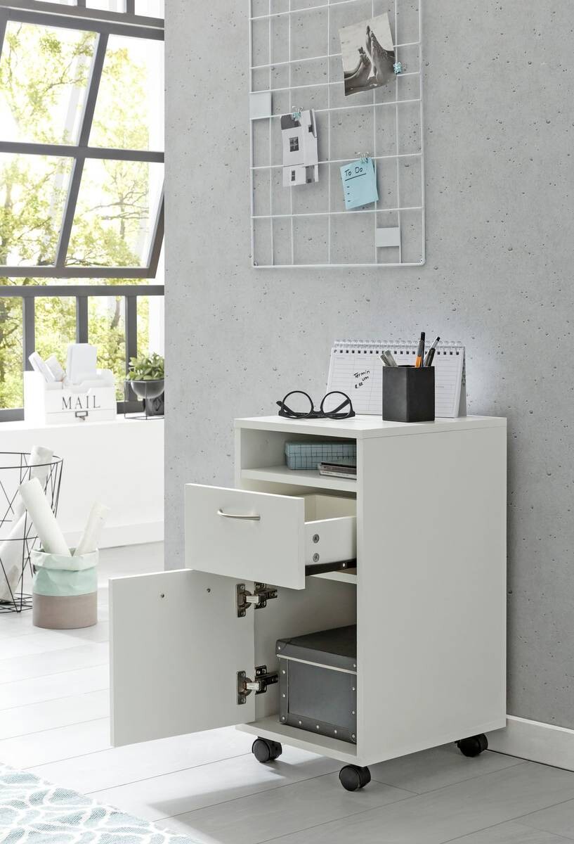 Rollcontainer weiß Spanplatte B/H/T: ca. 33x63x38 cm