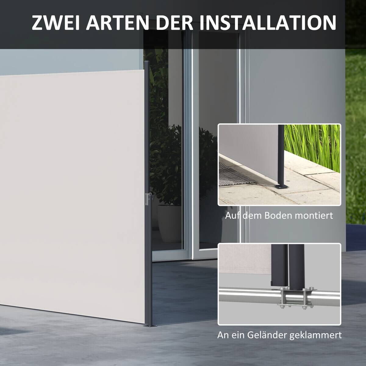 Outsunny Sichtschutz hellgrau Polypropylen B/H/L: ca. 3,5x300x140 cm