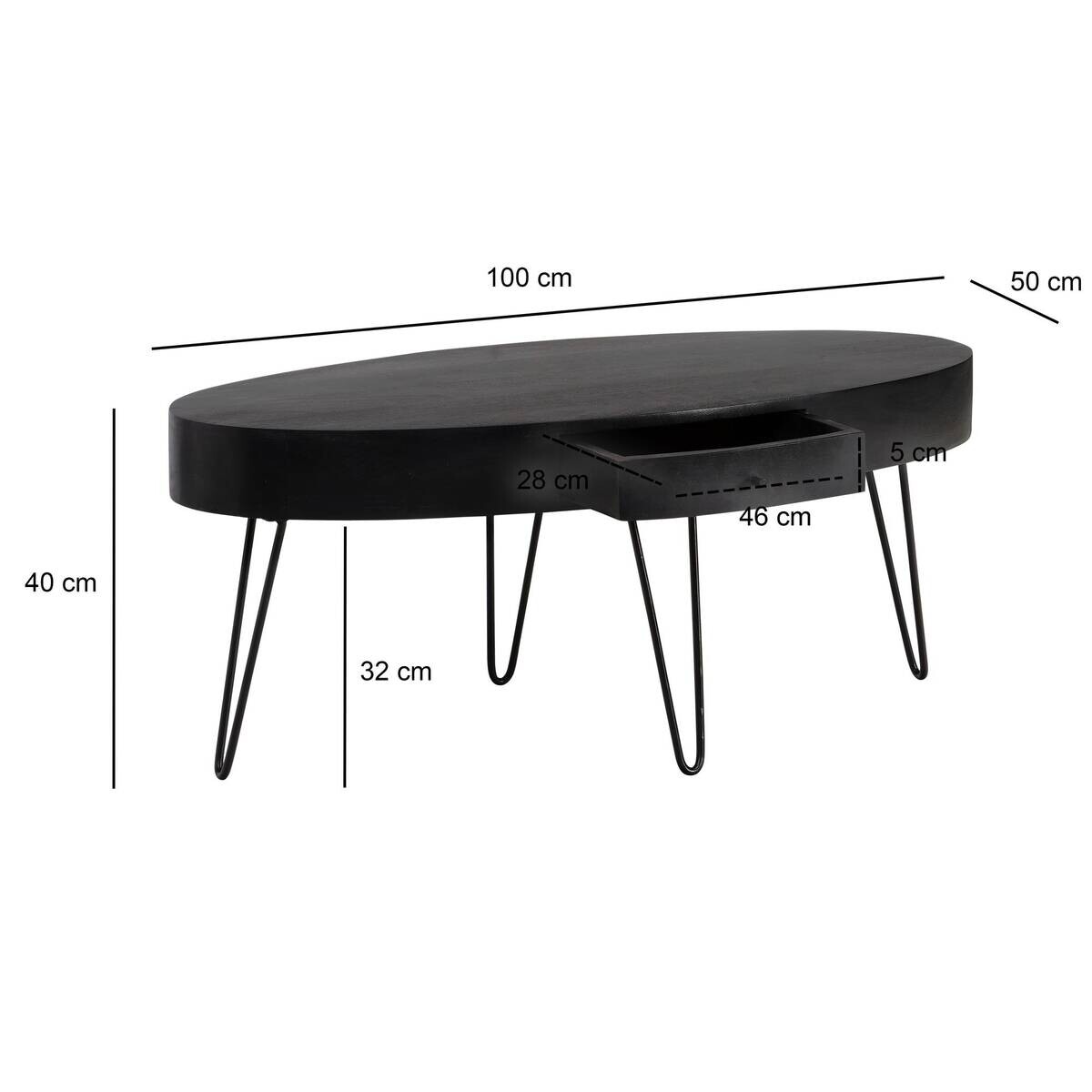 Couchtisch schwarz B/H/T: ca. 100x40x50 cm