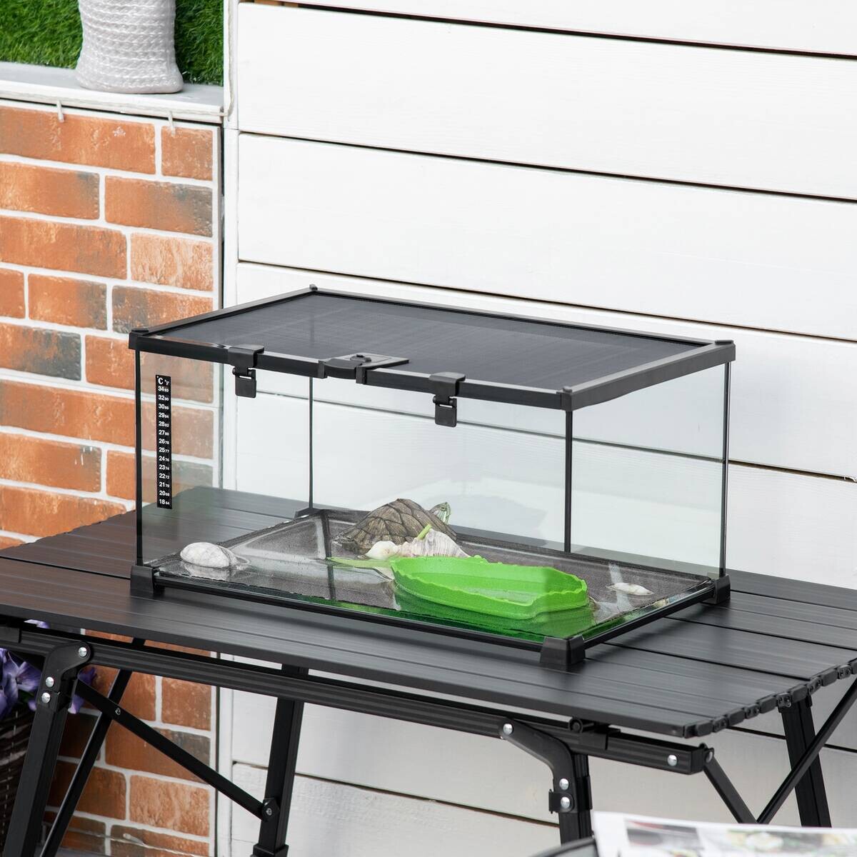 PawHut Terrarium schwarz Edelstahl B/H/L: ca. 30x50x25 cm