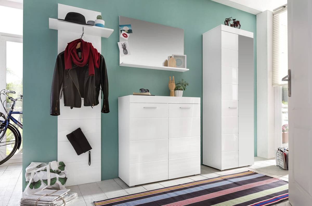 Schuhschrank Amanda weiß Hochglanz weiß B/H/T: ca. 91x97x38 cm