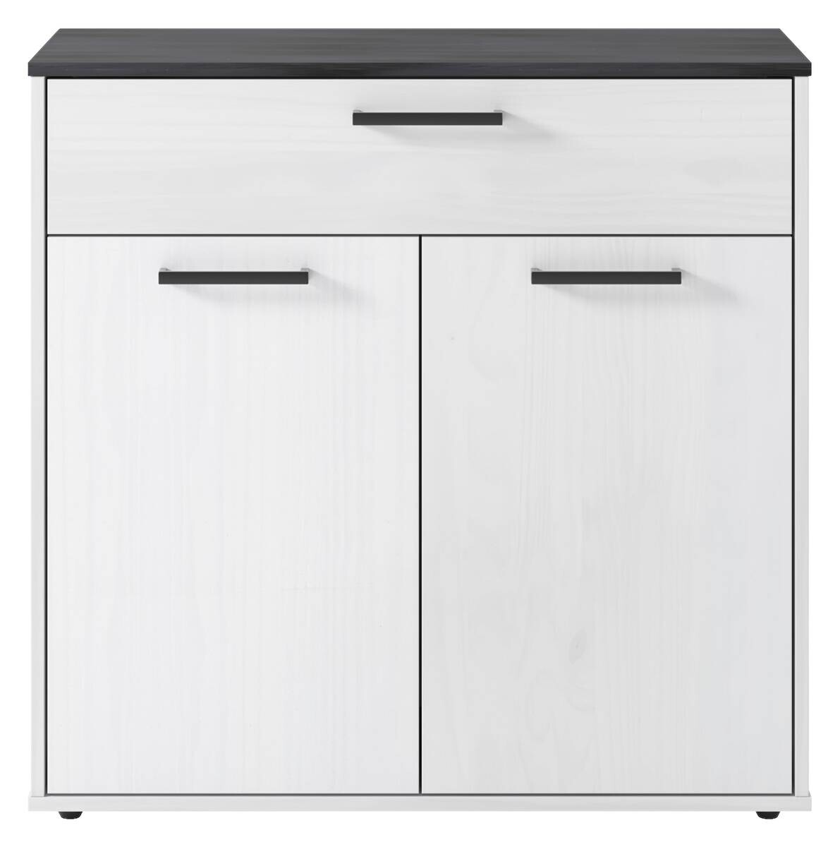 Kommode Smart 1 Massivholz kiefer weiß schwarz B/H/T: ca. 91x89x40 cm