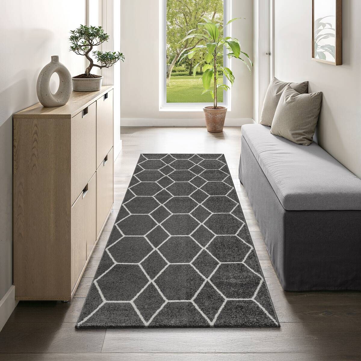 Sanat Teppich Trellis anthrazit B/L: ca. 80x200 cm