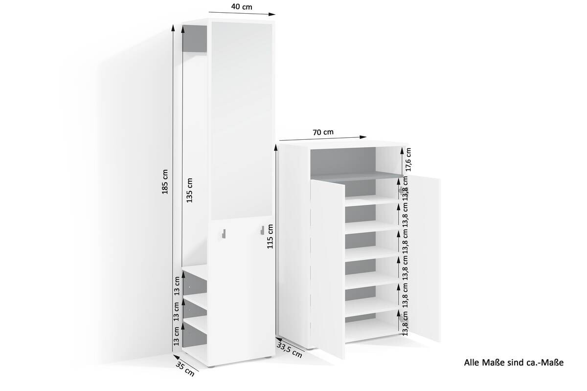 Garderobe Lyon weiß schwarz B/H/T: ca. 70x115x33,5 cm