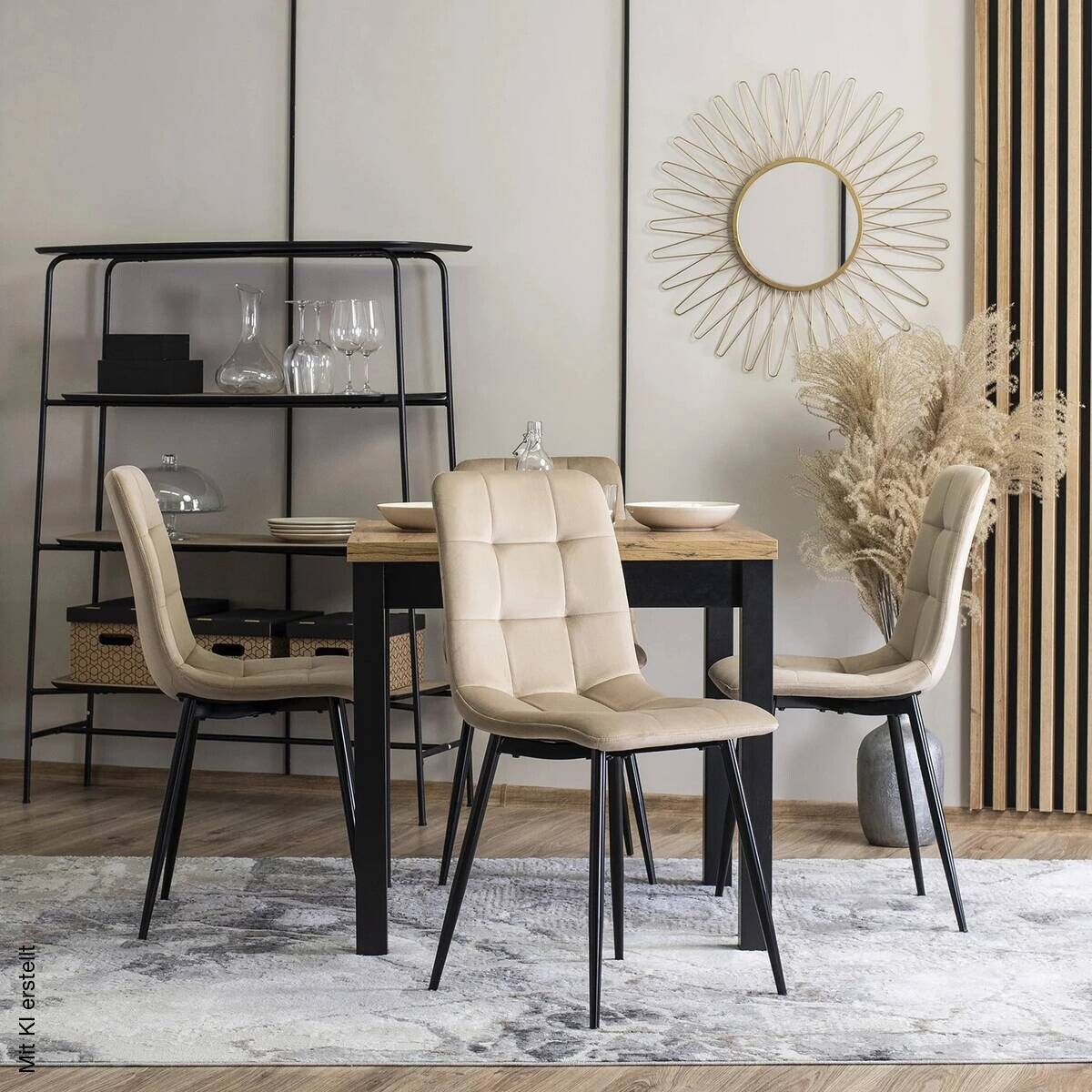Stuhl PERU beige Velourstoff B/H/T: ca. 42x90,5x52 cm