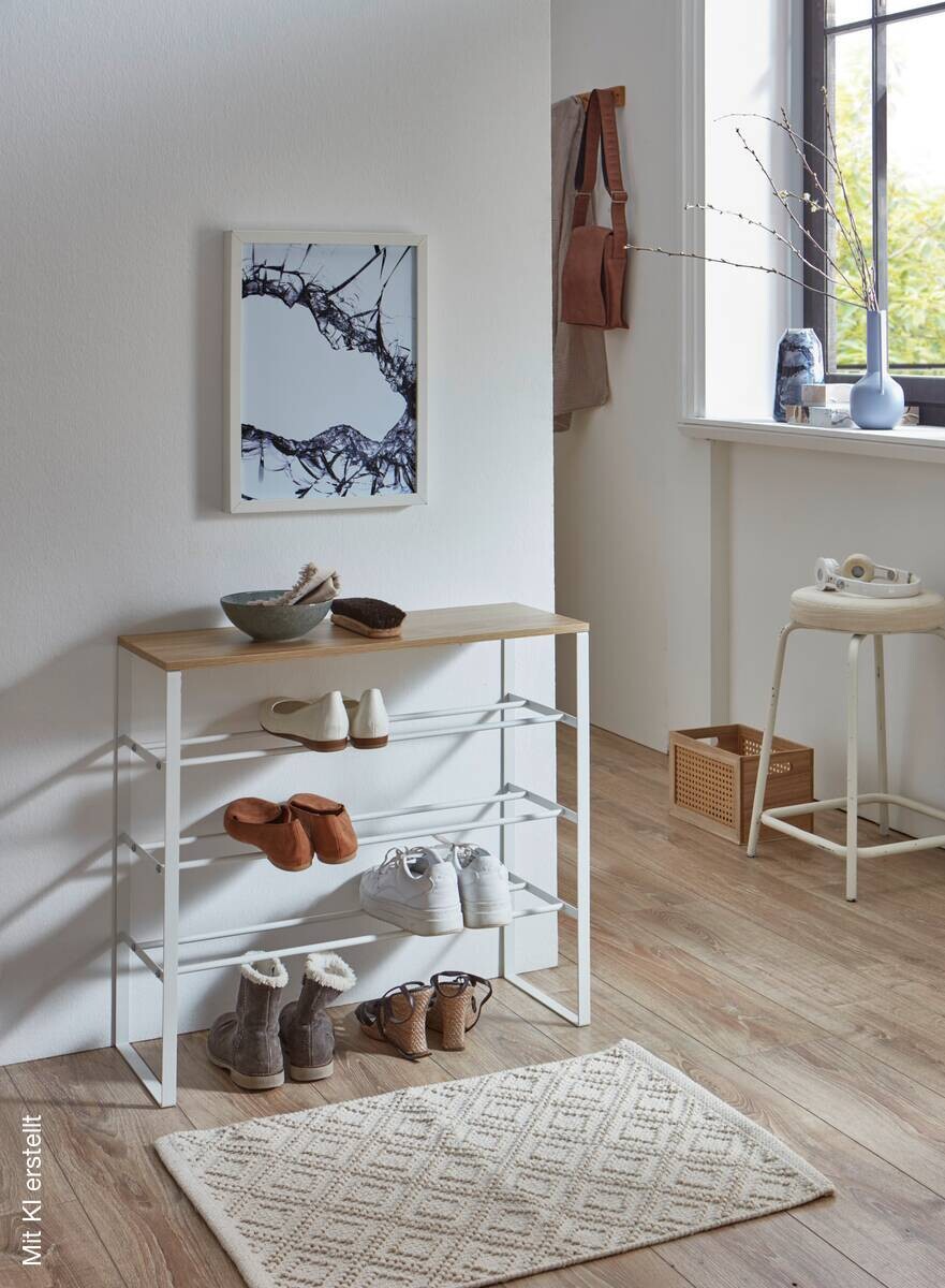 Schuhregal weiß Eiche Artisan Nachbildung B/H/T: ca. 66x61x25 cm
