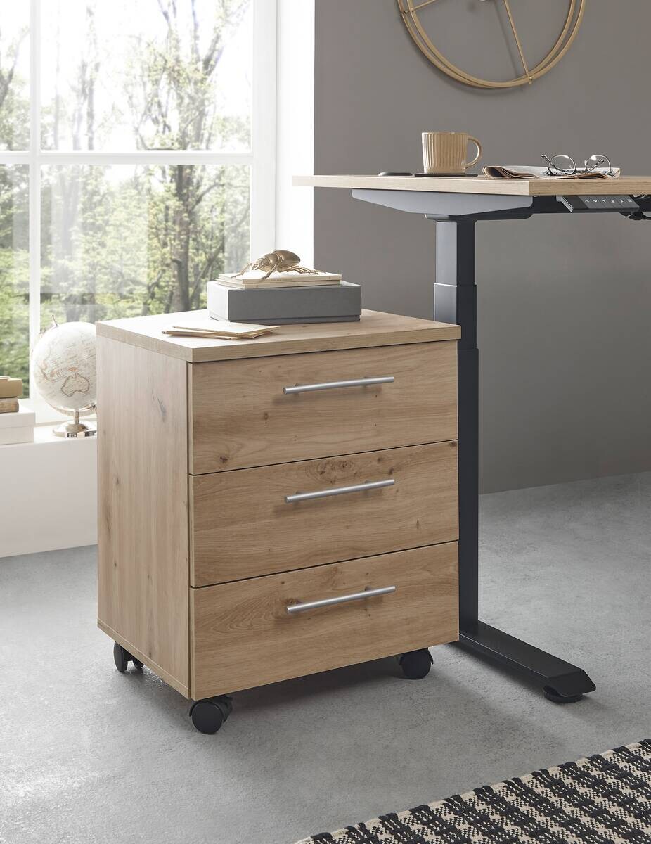Rollcontainer Ben Eiche Artisan Nachbildung B/H/T: ca. 40x56x39 cm