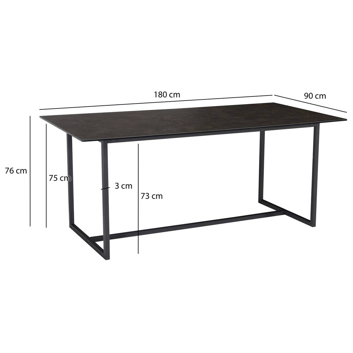Esstisch schwarz Marmor Optik B/H/T: ca. 180x76x90 cm
