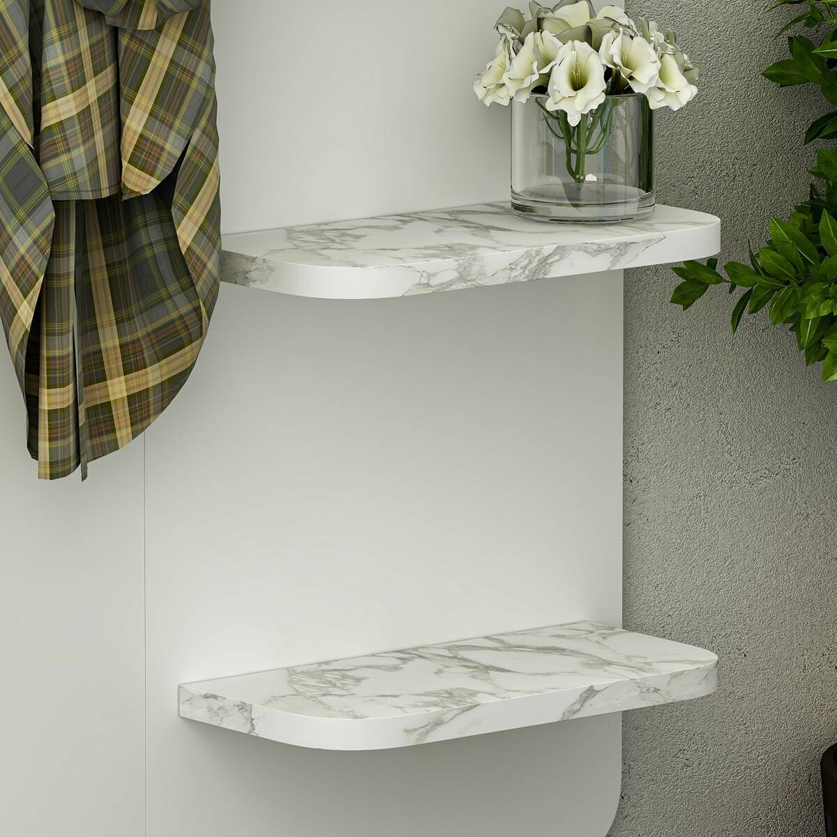 Garderobe Buket weiß Marmoroptik B/H/T: ca. 70x150x15 cm