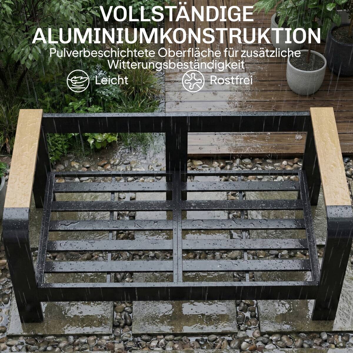 Outsunny Balkonmöbel-Set schwarz Aluminium B/H/L: ca. 70x62x138 cm