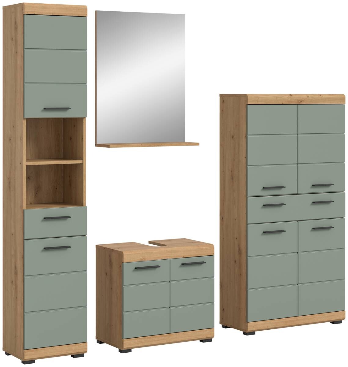 Badezimmer-Set Scout Eiche Artisan Nachbildung salbei Nachbildung B/H/T: ca. 186x191x34 cm