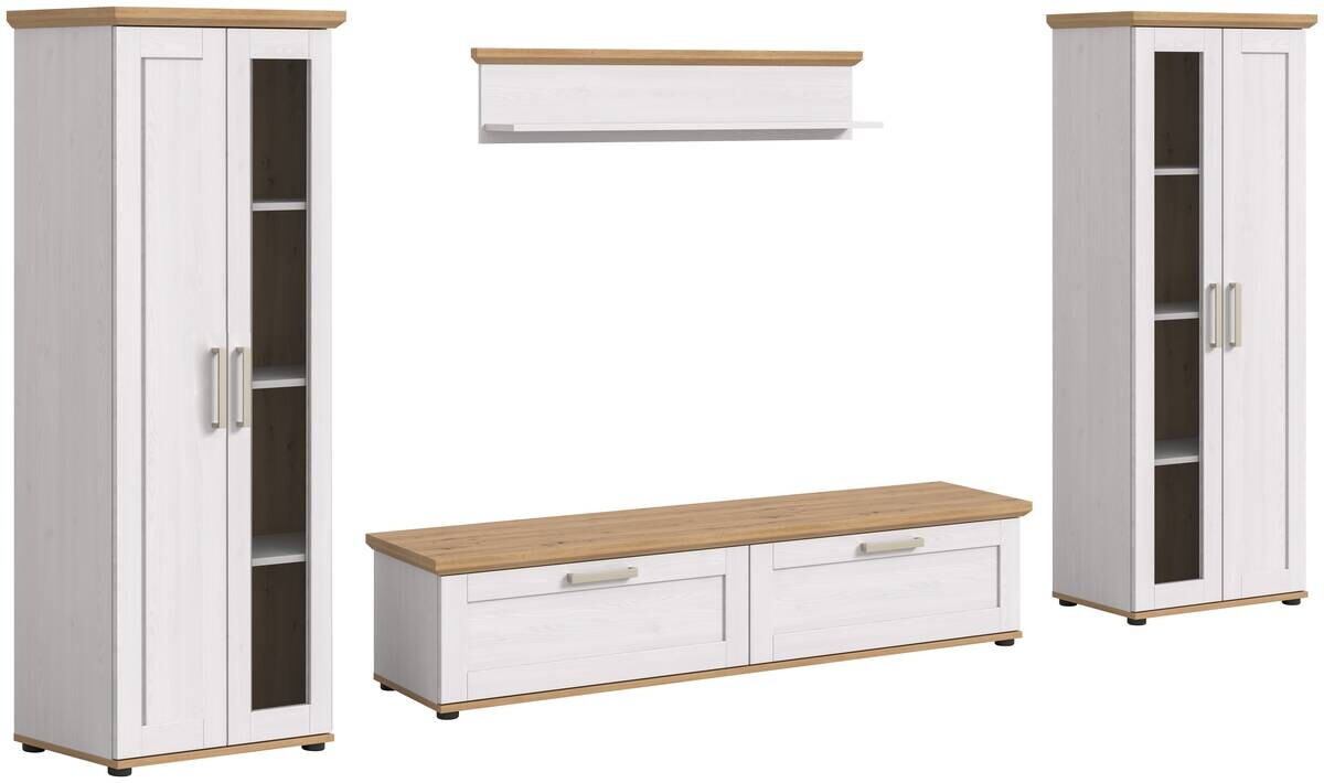 Wohnwand VERONA Lärche Nachbildung Eiche Nachbildung B/H/T: ca. 316x161x40 cm