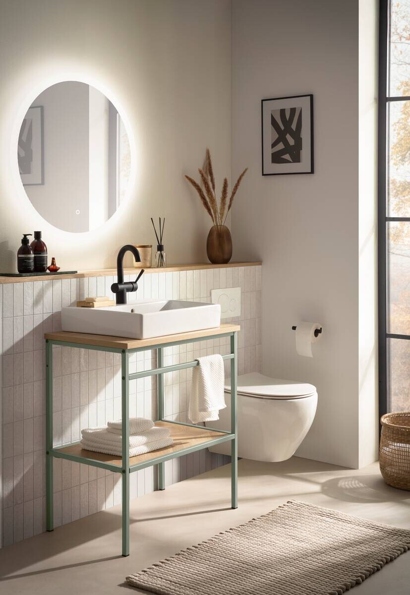 Waschbeckenunterschrank Lorna Eiche Nachbildung B/H/T: ca. 70x89,2x45 cm