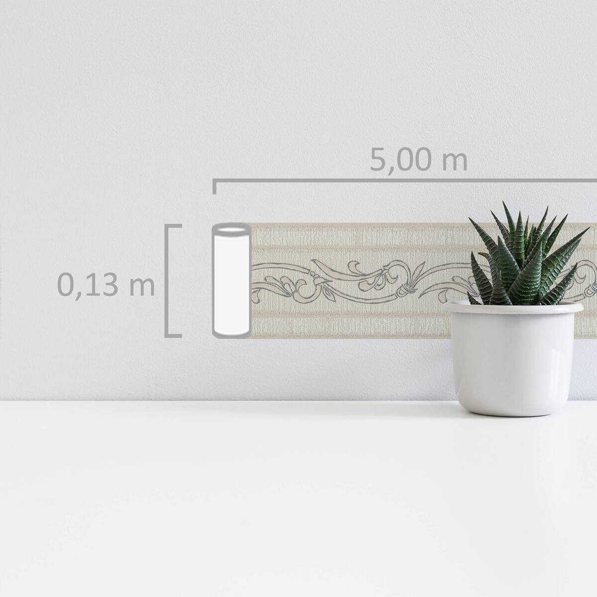 A.S.Creation Bordüre beige silber B/H/D: ca. 13x500x8 cm