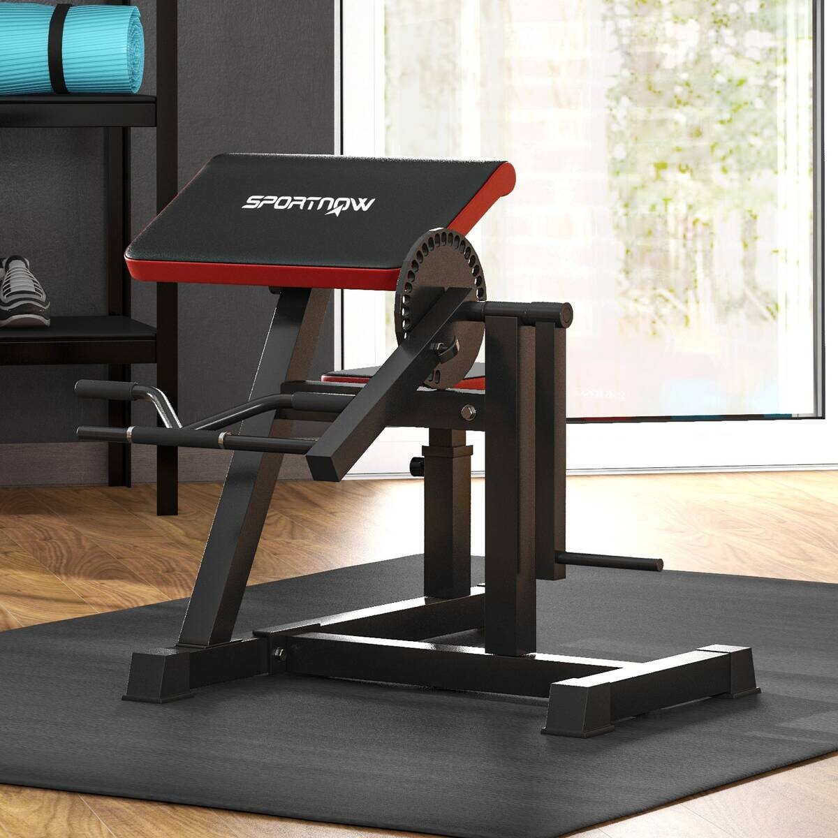 SPORTNOW Beinstrecker schwarz Kunstleder B/H/L: ca. 95x80x105 cm