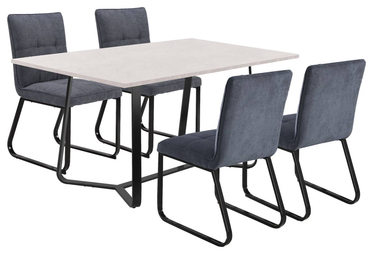 Stuhl TALEA 2er-Set dunkelgrau schwarz Webstoff Metall B/H/T: ca. 46x86x55 cm