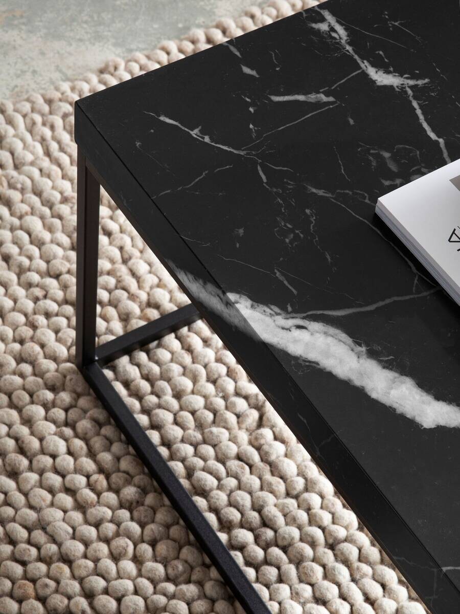 Wohnling Couchtisch schwarz Marmor schwarz MDF Eisen B/H/T: ca. 120x38x60 cm