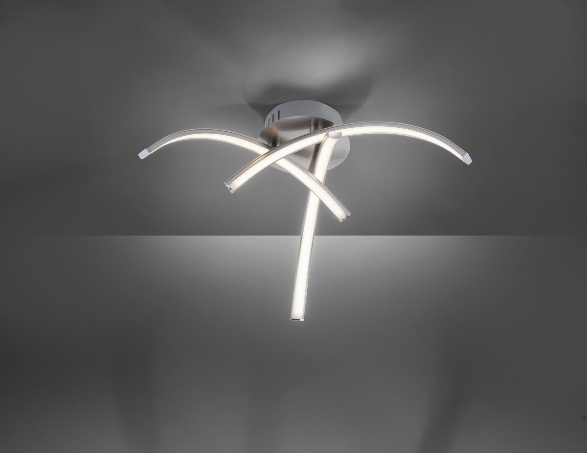 Just Light Deckenleuchte 15341-55 stahlfarbig Alu Eisen Kunststoff H/D: ca. 14x40 cm