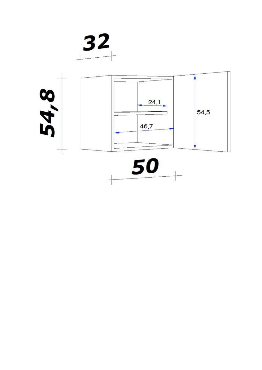 Hängeschrank Valero weiß Hochglanz B/H/T: ca. 50x54,8x32 cm