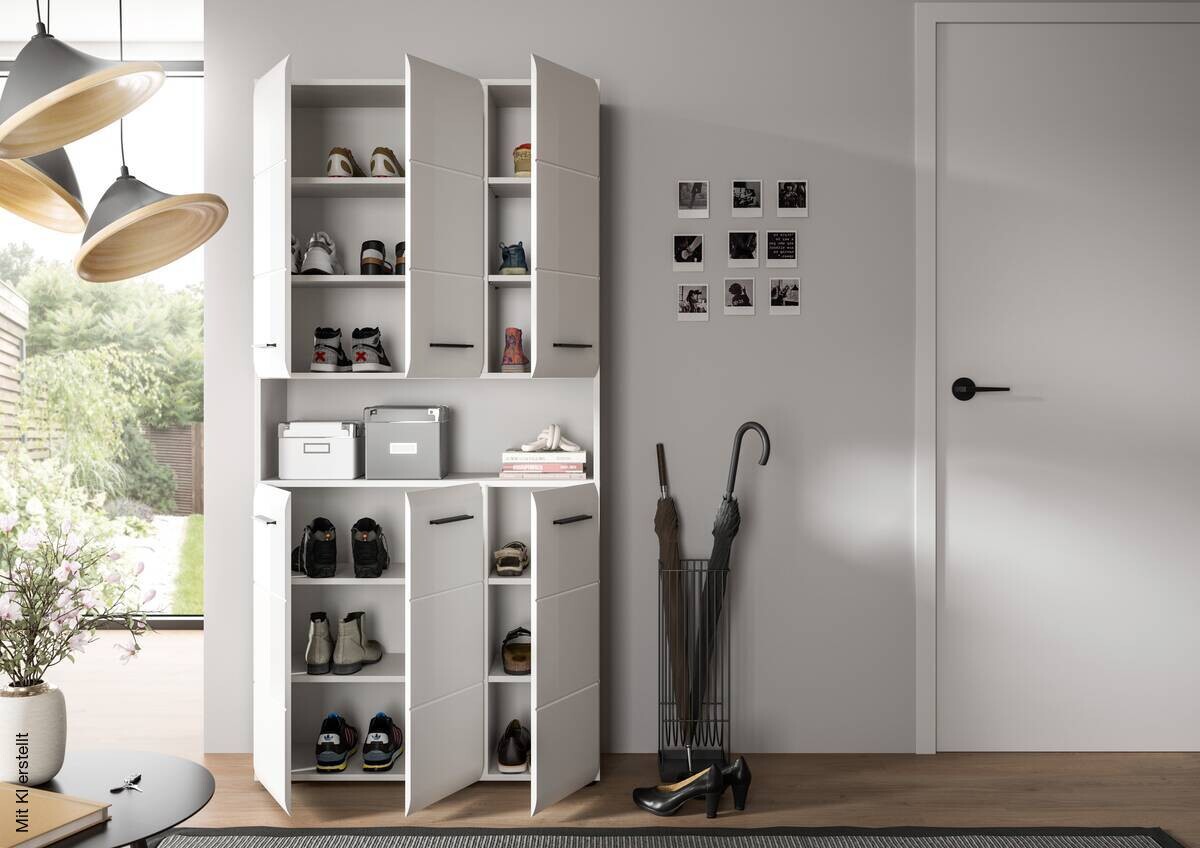 Mehrzweckschrank Ice weiß weiß Hochglanz B/H/T: ca. 90x185x30 cm