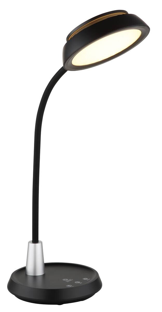 GLOBO Tischleuchte schwarz Opal silber Silikon PVC Kunststoff B/H/L: ca. 17,2x44,8x30,6 cm 1 Brennstellen