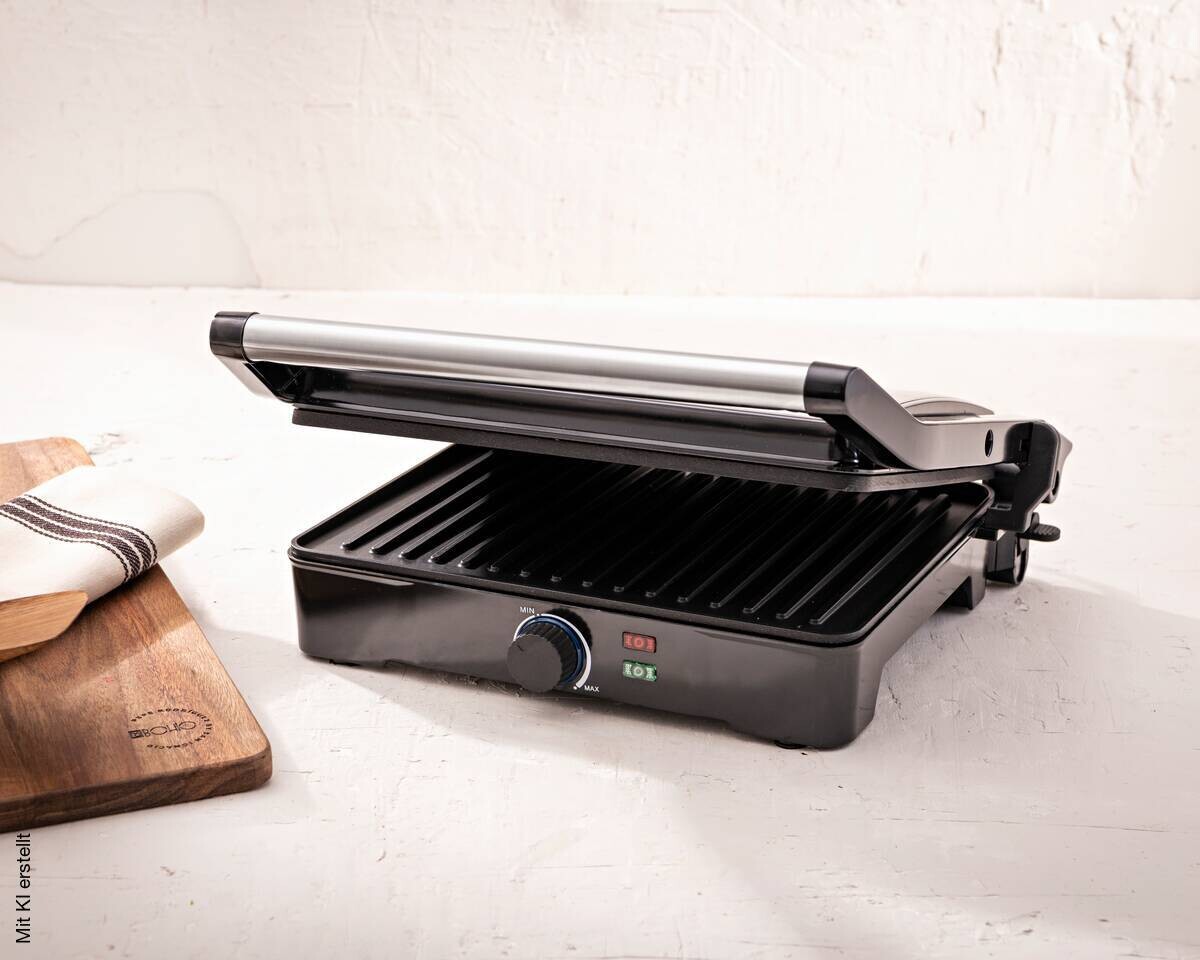 BERGNER Kontaktgrill silber B/H/L: ca. 15x37x38 cm