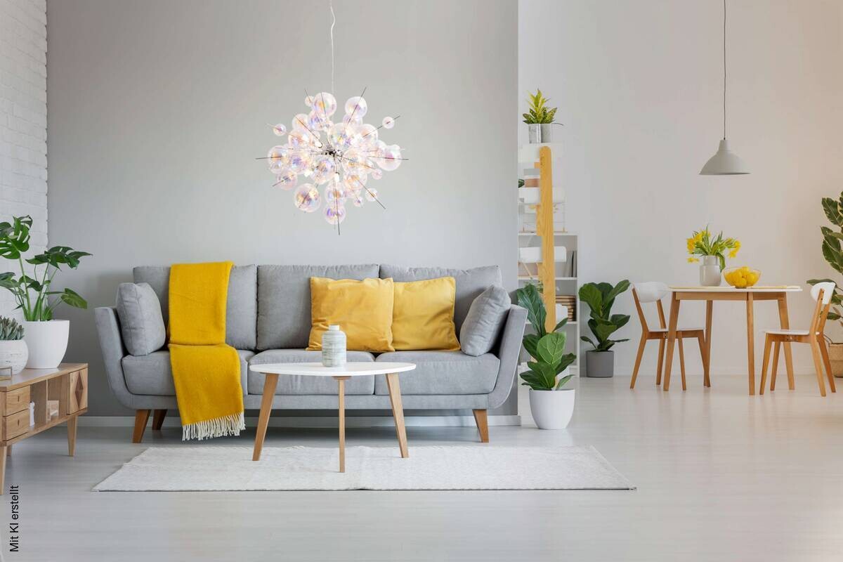 Näve Leuchten Pendelleuchte 7026430 multicolor Glas Metall B/H/T: ca. 65x65x65 cm G9 10 Brennstellen
