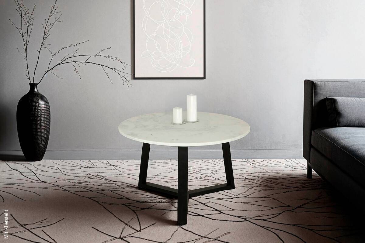 Couchtisch CROSS schwarz weiß H/D: ca. 46x75 cm