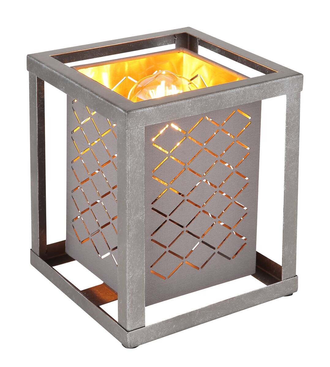 GLOBO Tischleuchte silber gold Metall B/H/T: ca. 17x22x17 cm E27 1 Brennstellen