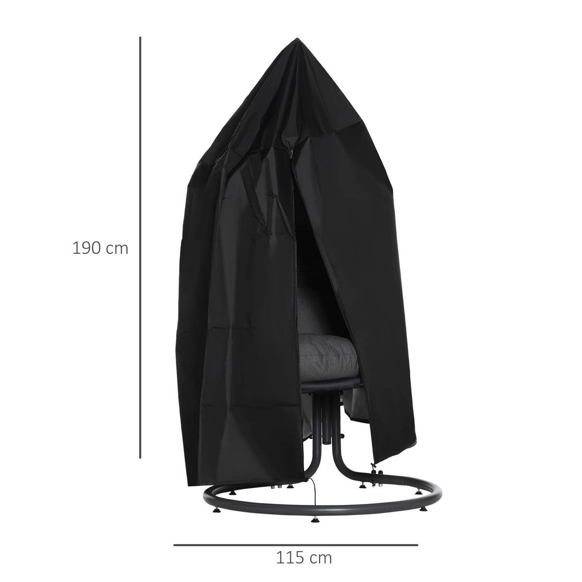 Outsunny Schutzhülle mit Tasche schwarz Kunststoff H/D: ca. 190x115 cm