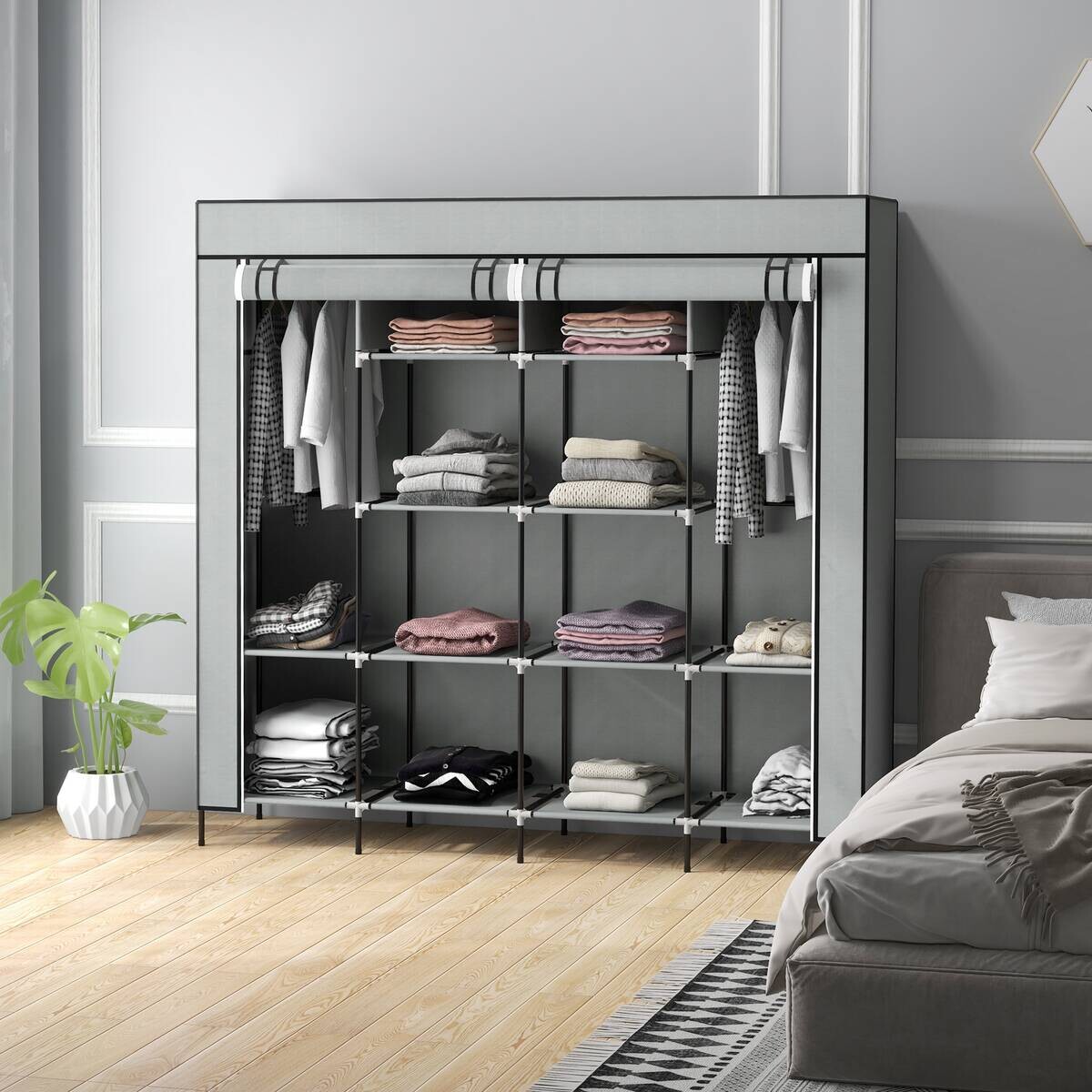 HOMCOM Kleiderschrank dunkelgrau Polypropylen B/H/L: ca. 42,5x166x169,5 cm