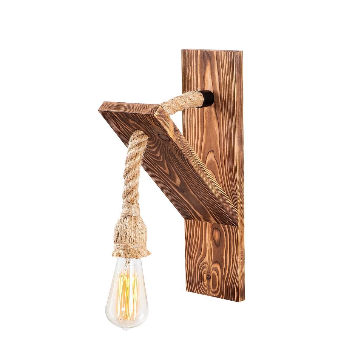 Opviq Wandleuchte Holzoptik B/H/L: ca. 21x40x11 cm E27 1 Brennstellen