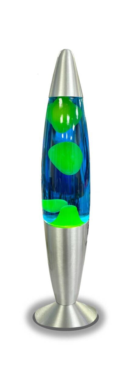 HWH LED-Lavalampe blau gelb Glas Aluminium H/D: ca. 34x62 cm