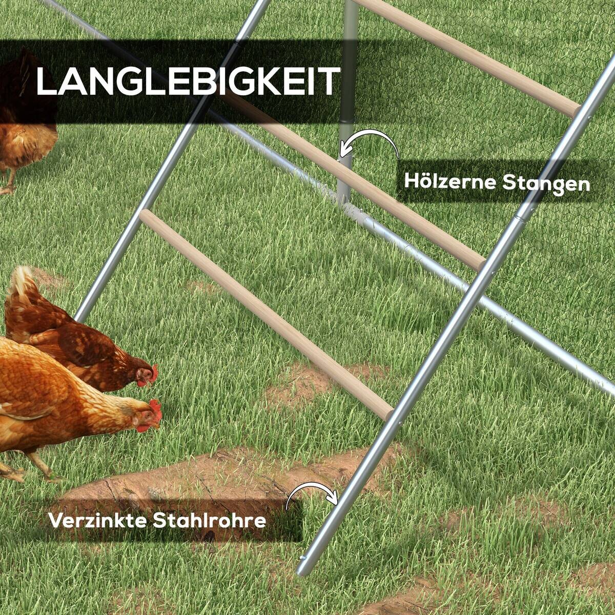 PawHut Sitzleiter für Hühner Holzoptik Stahl B/H/L: ca. 86x2,5x140 cm