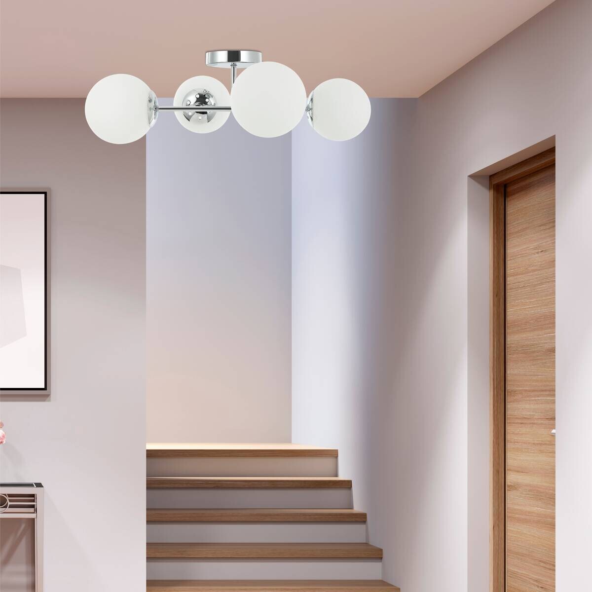 Lamkur Kronleuchter Maddie Chrom Stahl Glas B/H/L: ca. 19x44x61 cm E14 4 Brennstellen