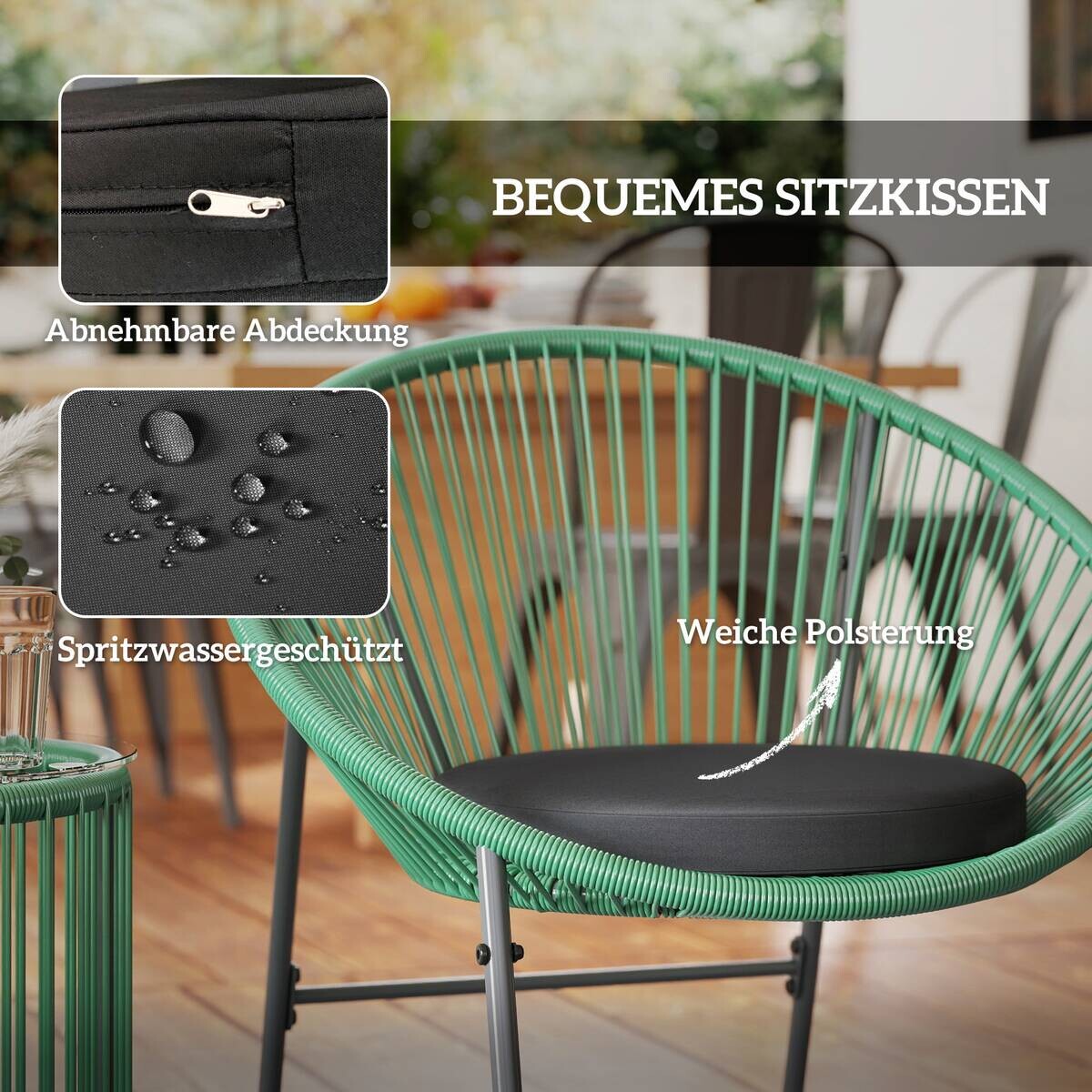 Outsunny Balkonmöbel-Set grün Polyethylen B/H/L: ca. 72x77x73 cm
